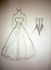 a wedding dress design on the drawing board 