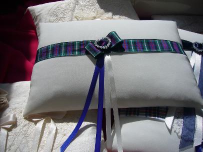 Bridal ring cushion with MacKenzie scottish tartan trim