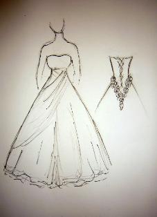 A wedding dress design on the drawing board ...