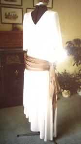 1920s style wedding dress in coffee and cream for a second time bride
